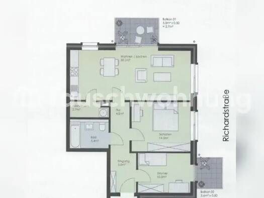 Wohnung zur Miete Tauschwohnung 1.200 € 3 Zimmer 77 m² 2. Geschoss Eilbek Hamburg 22089