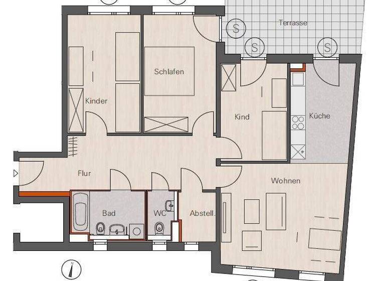 Wohnung zur Miete 1.550 € 4 Zimmer 108,2 m² EG Gertrud-Krüger-Weg 6 Veilhof Nürnberg 90491