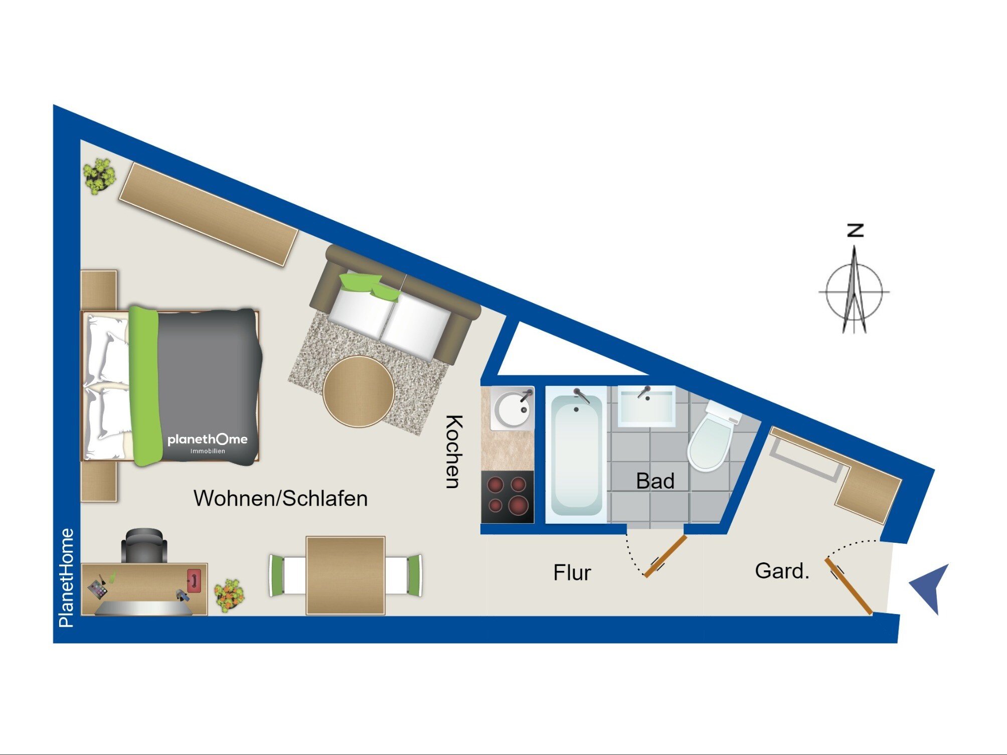 Wohnung zum Kauf 54.000 € 1 Zimmer 30,6 m²<br/>Wohnfläche 6.<br/>Geschoss Haus der Arbeiterwohlfahrt Schleswig 24837