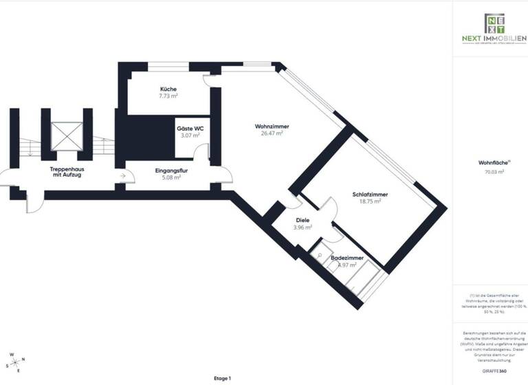 Studio zum Kauf 189.000 € 2 Zimmer 70 m² 1. Geschoss Elberfeld Wuppertal 42119