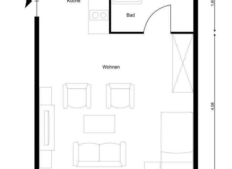 Studio zur Miete 380 € 1 Zimmer 25 m² EG frei ab sofort Schweizstraße 8 Widdig Bornheim 53332