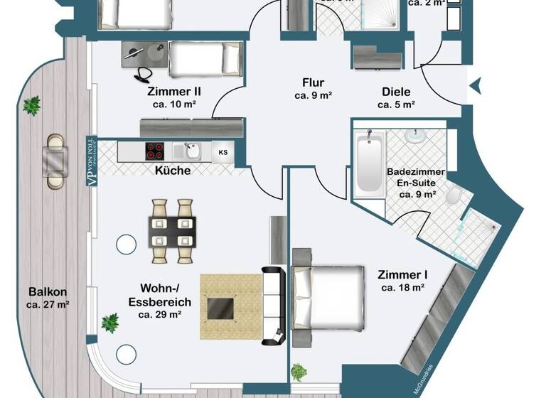 Studio zum Kauf 1.090.000 € 4 Zimmer 112 m² 27. Geschoss Gallus Frankfurt am Main 60327