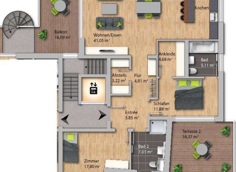 Penthouse zur Miete 1.884 € 3 Zimmer 117 m² 3. Geschoss frei ab sofort Markgrafenstr. 26a Grenzach Grenzach-Wyhlen 79639