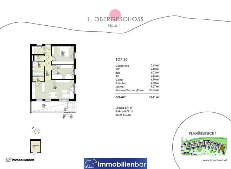 Wohnung zum Kauf - Erstbezug 355.400 € 3 Zimmer 75,5 m² 1. Geschoss Kienzlstraße 5 Bad Schallerbach 4701