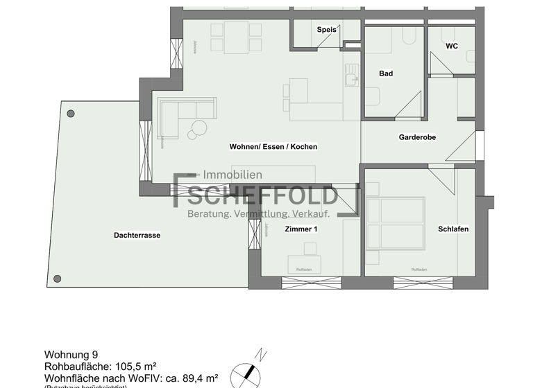 Wohnung zum Kauf - Erstbezug provisionsfrei 424.900 € 3,5 Zimmer 89,4 m² 2. Geschoss Mietingen 88487