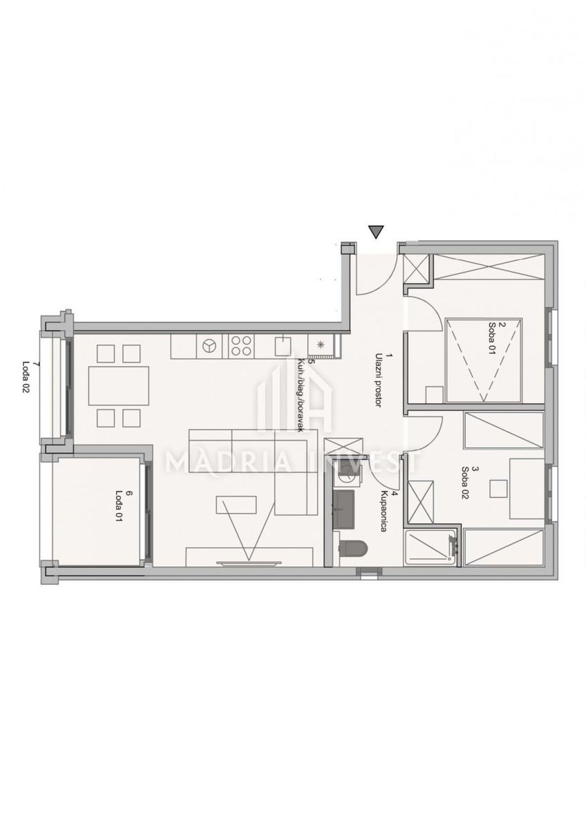 Wohnung zum Kauf 233.000 € 3 Zimmer 73 m²<br/>Wohnfläche 1.<br/>Geschoss Zadar 23000