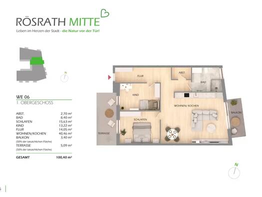 Wohnung zum Kauf provisionsfrei 575.000 € 3 Zimmer 100,4 m² 1. Geschoss Rösrath Rösrath 51503