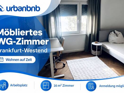 WG-Zimmer zur Miete auf Zeit 700 € 16 m² frei ab 03.01.2027 Kettenhofweg Westend-Süd Frankfurt am Main 60325