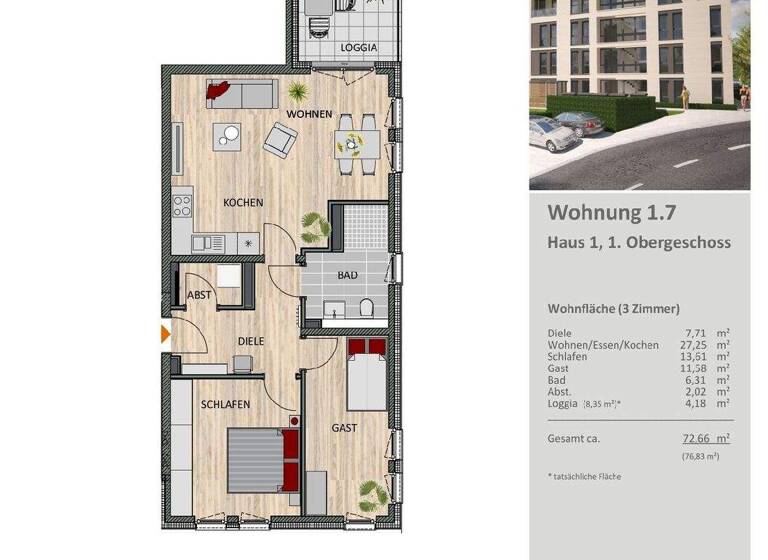 Wohnung zum Kauf - Erstbezug provisionsfrei 529.900 € 3 Zimmer 88,7 m² 1. Geschoss Gladbach Bergisch Gladbach 51465