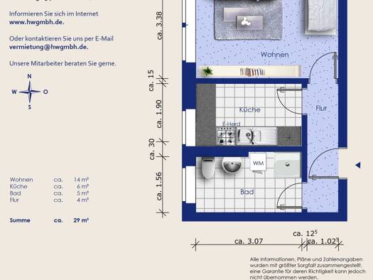 Wohnung zur Miete 255 € 1 Zimmer 31,1 m² 3. Geschoss Freiimfelder Straße 103 Freiimfelde Halle (Saale) 06112