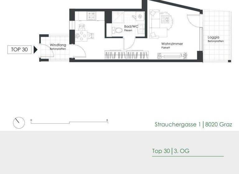 Studio zur Miete 405 € 1 Zimmer 37 m² 3. Geschoss Strauchergasse 1 Lend Graz 8020