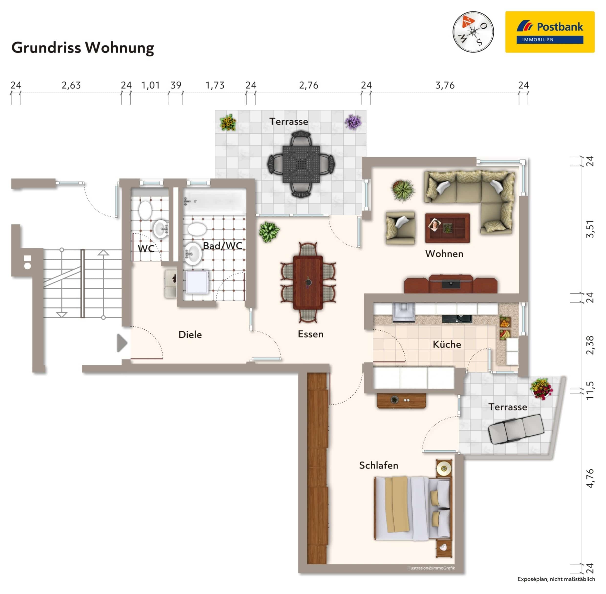 Terrassenwohnung zum Kauf 269.000 € 2,5 Zimmer 65,9 m²<br/>Wohnfläche Altbach 73776