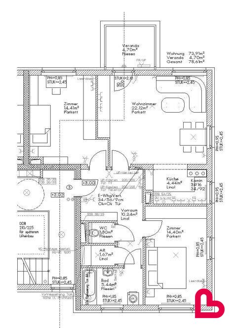 Wohnung zur Miete 727 € 3 Zimmer 78,6 m²<br/>Wohnfläche 1.<br/>Geschoss Auberg 4171