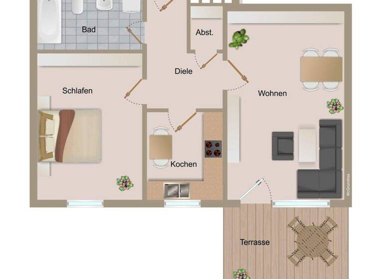 Wohnung zum Kauf 179.000 € 2 Zimmer 55,9 m² EG Thannhausen 86470