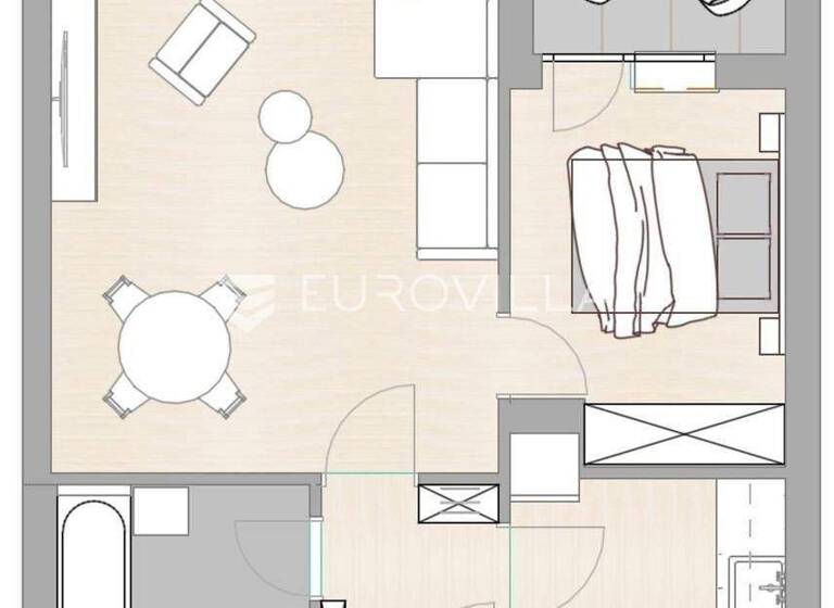 Wohnung zur Miete 800 € 1 Zimmer 40 m² 2. Geschoss Vrbik Vrbik - Cvjetno naselje 10000