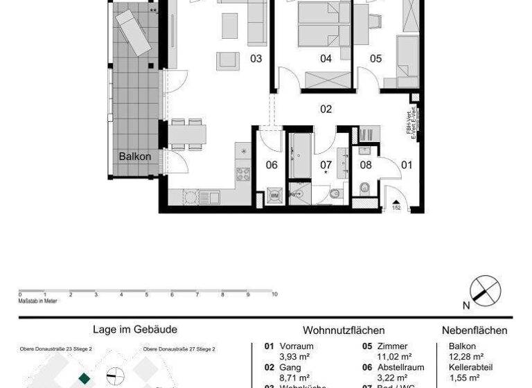 Wohnung zum Kauf - Erstbezug provisionsfrei 807.000 € 3 Zimmer 81,3 m² 4. Geschoss Obere Donaustraße Wien 1020
