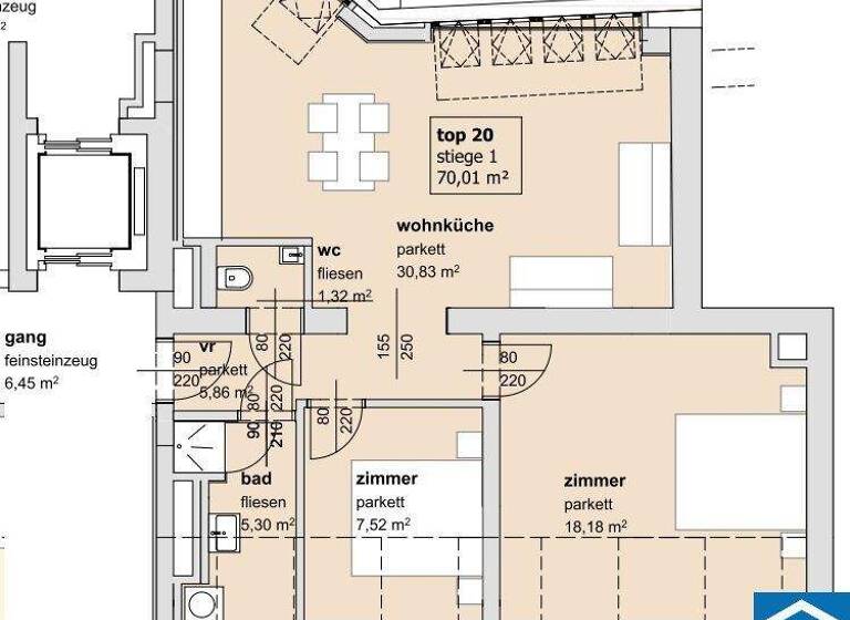 Wohnung zur Miete 1.520 € 3 Zimmer 70 m² 6. Geschoss Jordangasse Wien 1010