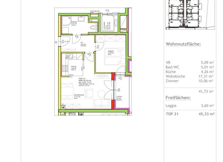 Wohnung zur Miete 678 € 2 Zimmer 42 m² 3. Geschoss Rötzergasse Wien 1170