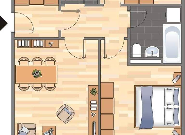 Wohnung zur Miete 532 € 3 Zimmer 66,5 m² 2. Geschoss Rostocker Straße 11 Westhagen Wolfsburg 38444