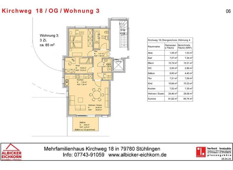 Wohnung zum Kauf provisionsfrei 374.000 € 3 Zimmer 85 m² 1. Geschoss Kirchweg 18 Stühlingen 79780