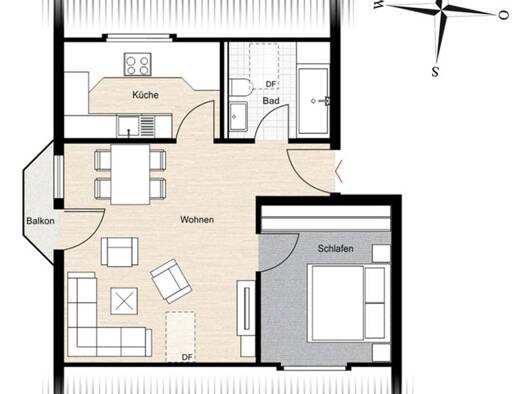 Wohnung zur Miete 570 € 2 Zimmer 45 m² Geschoss 2/3 frei ab sofort Mühlhof Nürnberg 90453