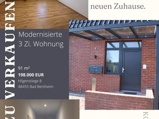 Wohnung zum Kauf provisionsfrei 198.000 € 3 Zimmer 91 m² 1. Geschoss frei ab sofort Hilgenstiege 8 Bad Bentheim 48455
