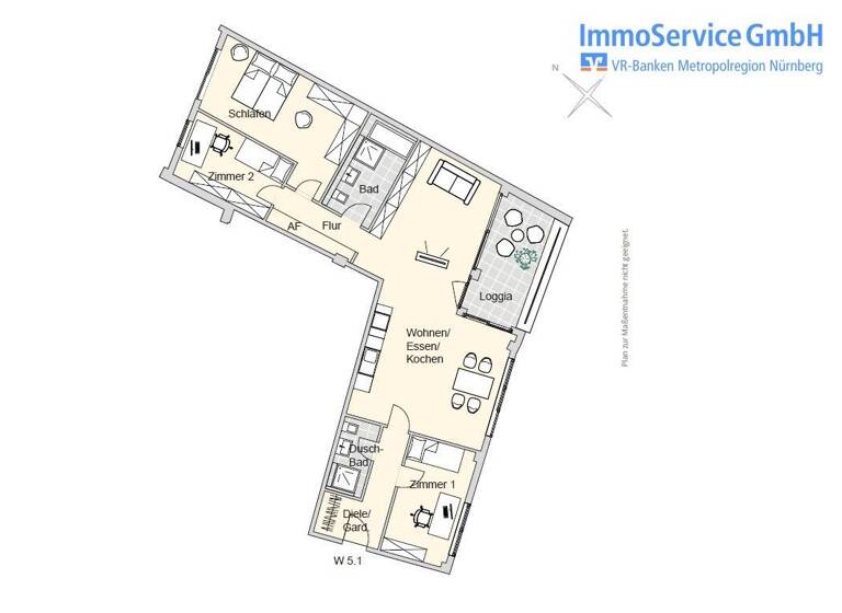 Studio zum Kauf provisionsfrei 715.993 € 4 Zimmer 108,8 m²<br/>Wohnfläche 5.<br/>Geschoss Merianstr. 32 + 32a Schoppershof Nürnberg 90409
