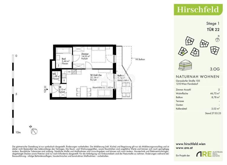 Wohnung zum Kauf - Erstbezug provisionsfrei 285.000 € 2 Zimmer 46,8 m² Wien 1210