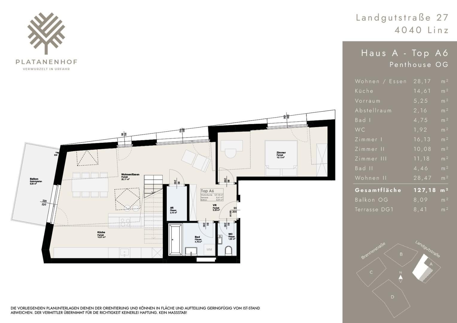 Wohnung zum Kauf 897.000 € 5 Zimmer 127,2 m²<br/>Wohnfläche Landgutstraße 27 Urfahr Linz 4040