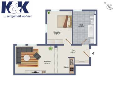 Wohnung zur Miete 559 € 2 Zimmer 63 m² EG frei ab sofort Barther Straße 57 Stadtkoppel Stralsund 18437