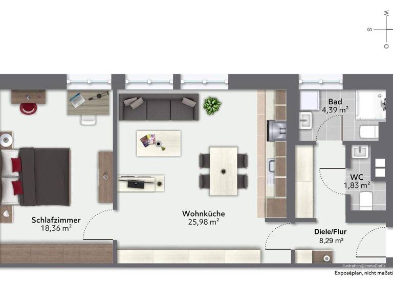 Wohnung zur Miete 1.310 € 2 Zimmer 58,9 m² 1. Geschoss Bogenhausen München 81927