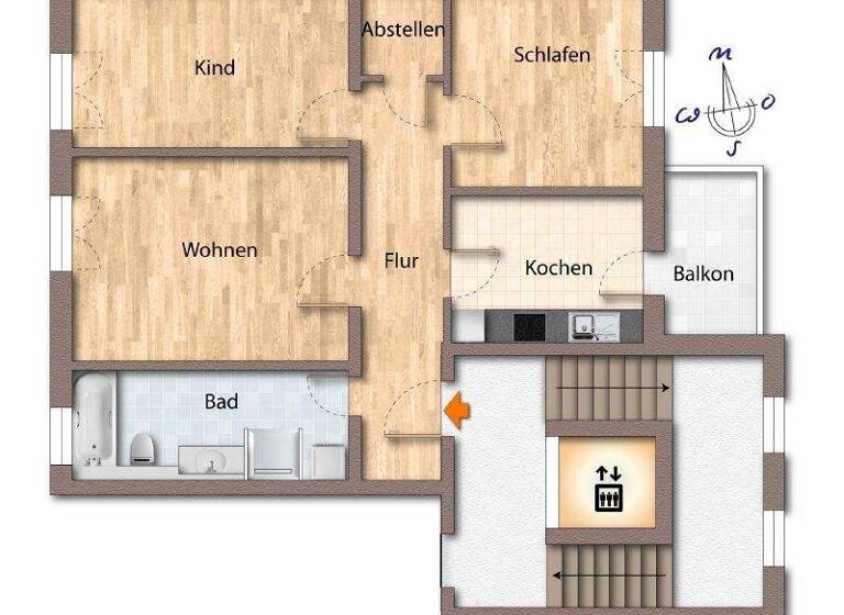 Wohnung zur Miete 750 € 3 Zimmer 77 m² 1. Geschoss Helmstedter Straße 4 Sudenburg Magdeburg 39112