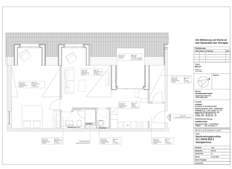 Wohnung zum Kauf - Erstbezug 432.500 € 2 Zimmer 65,5 m² 2. Geschoss frei ab 01.09.2026 Teltow 14513
