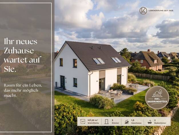 Doppelhaushälfte zum Kauf 384.950 € 3 Zimmer 107,6 m² 275 m² Grundstück Wyk auf Föhr 25938