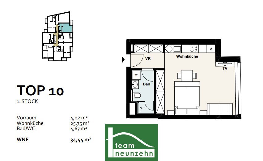 Wohnung zum Kauf 219.001 € 1 Zimmer 34,4 m²<br/>Wohnfläche 1.<br/>Geschoss Baumergasse 2a Wien 1210