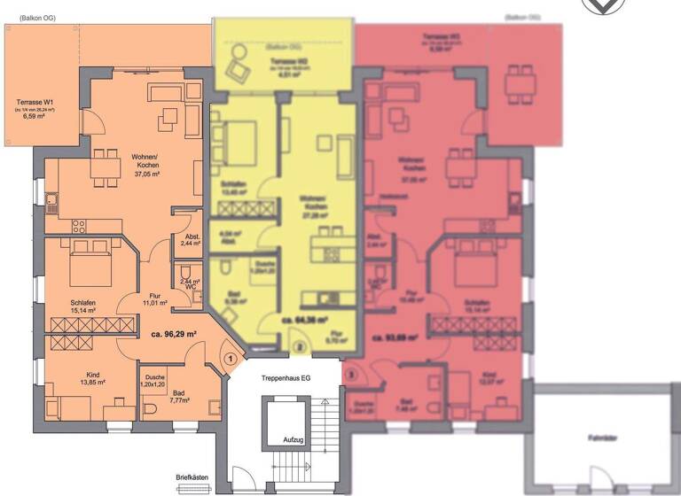 Wohnung zur Miete 1.200 € 3 Zimmer 96,3 m² EG Westerkappeln 49492