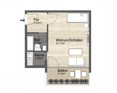 Studio zum Kauf 425.000 € 1 Zimmer 32 m²<br/>Wohnfläche 1.<br/>Geschoss Gärtnerplatz München 80469