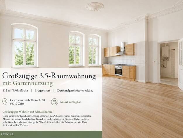Wohnung zur Miete 599 € 3,5 Zimmer 112 m² EG Zeitz Zeitz 06712