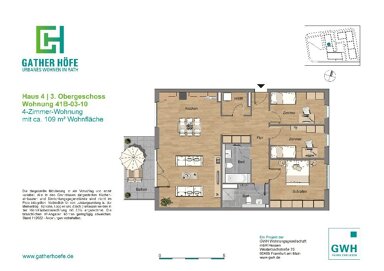 Wohnung zur Miete 1.697,96 € 4 Zimmer 114 m² 3. Geschoss frei ab 01.02.2025 Rath Düsseldorf 40472