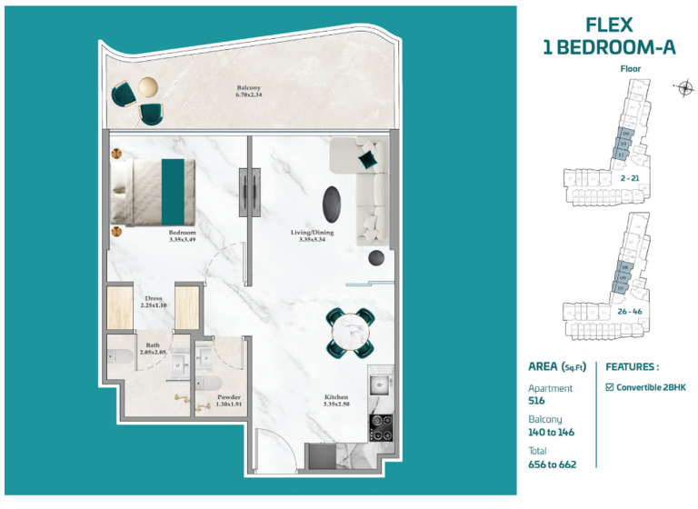 Wohnung zum Kauf - Erstbezug provisionsfrei 596.564 € 2 Zimmer 61,5 m² Al Mina Street Dubai