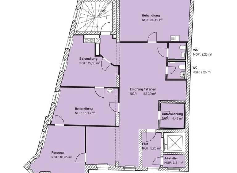 Praxis zur Miete 1.060 € 6 Zimmer 135,5 m² Bürofläche Wallstraße 10+11 Altenburg 04600