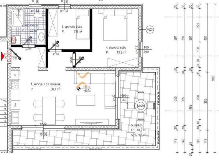 Wohnung zum Kauf 441.570 € 3 Zimmer 94 m² 2. Geschoss Diklo - Puntamika
