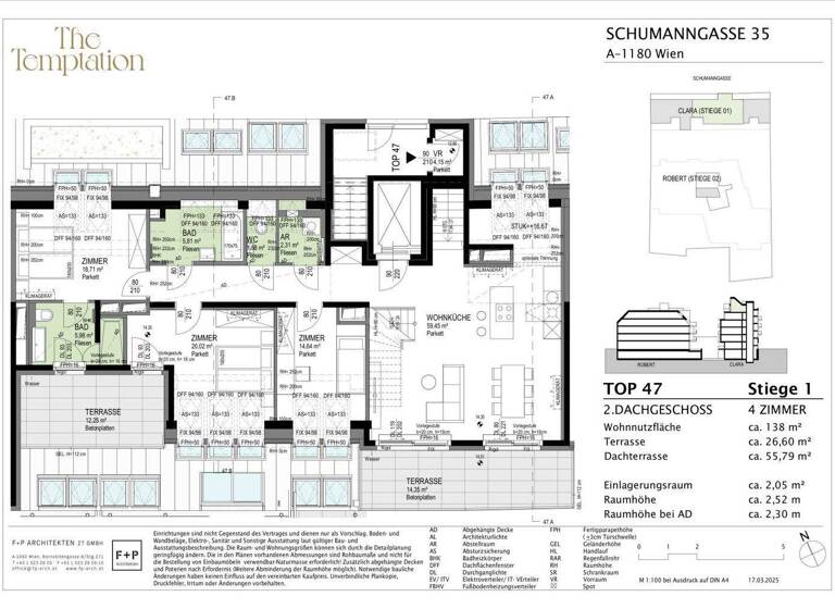 Wohnung zum Kauf - Erstbezug 1.766.300 € 4 Zimmer 136 m² 5. Geschoss Schumanngasse 35 Wien 1180