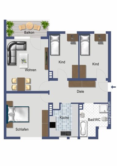 Wohnung zum Kauf Provisionsfrei 240.000 € 4 Zimmer 84,9 m² 4. Geschoss Feldstraße 1 Kalk Köln 51103