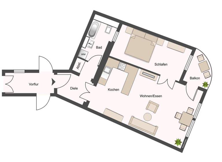 Wohnung zum Kauf 180.000 € 2 Zimmer 56 m² EG Striesen-Süd Dresden 01309