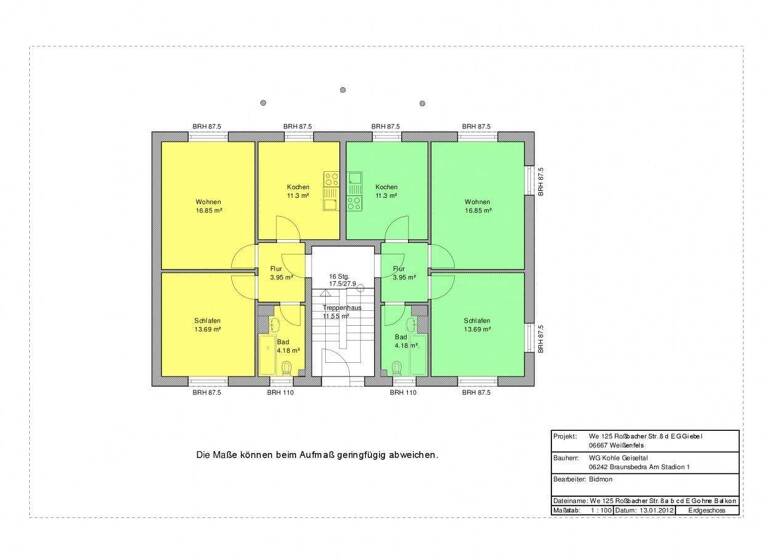 Wohnung zur Miete 288 € 2 Zimmer 48 m² EG Roßbacher Str. 10c Tagewerben Weißenfels 06667