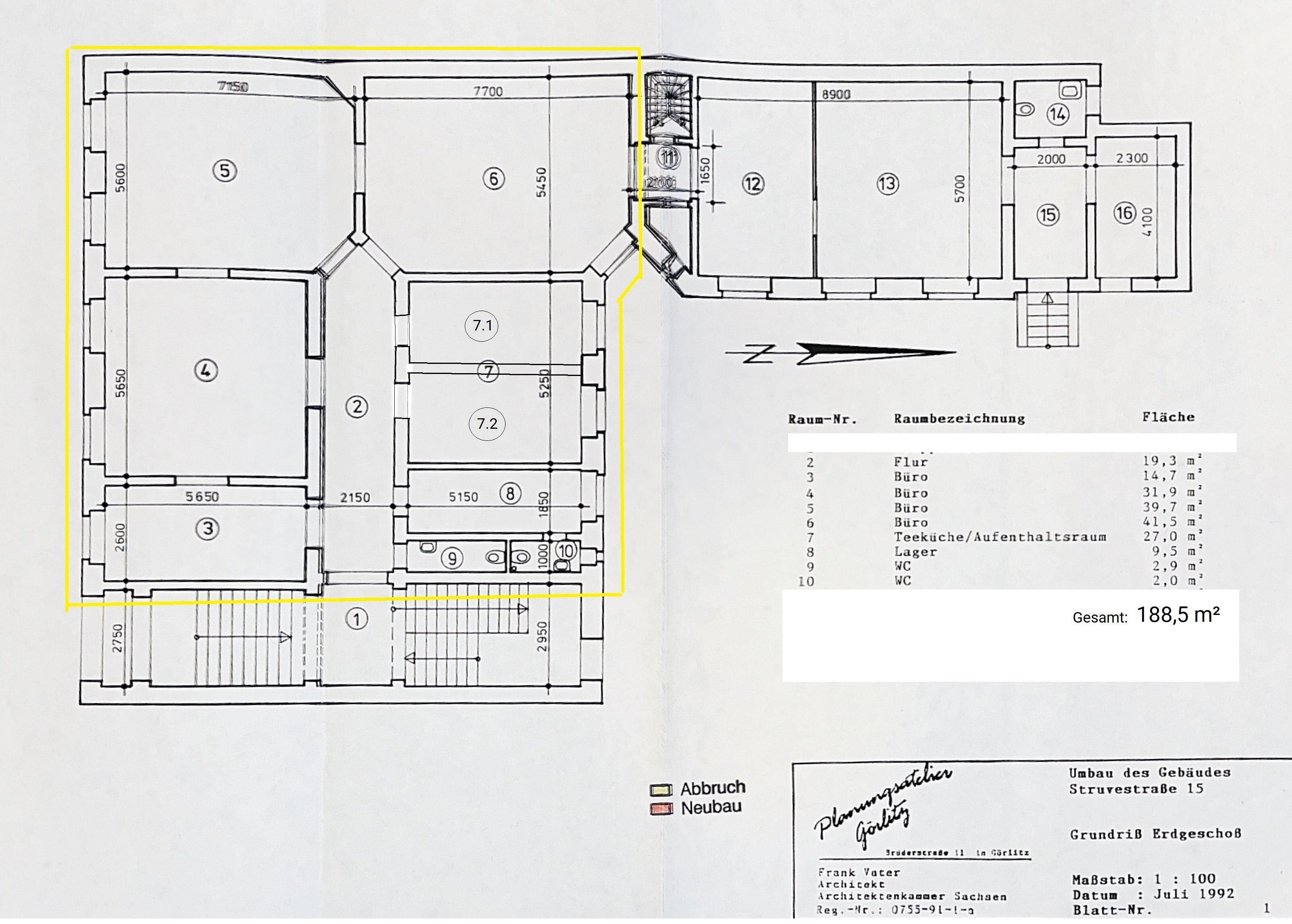 Bürofläche zur Miete 1.150 € 6 Zimmer 154,8 m²<br/>Bürofläche Struvestraße 15 Innenstadt Görlitz 02826