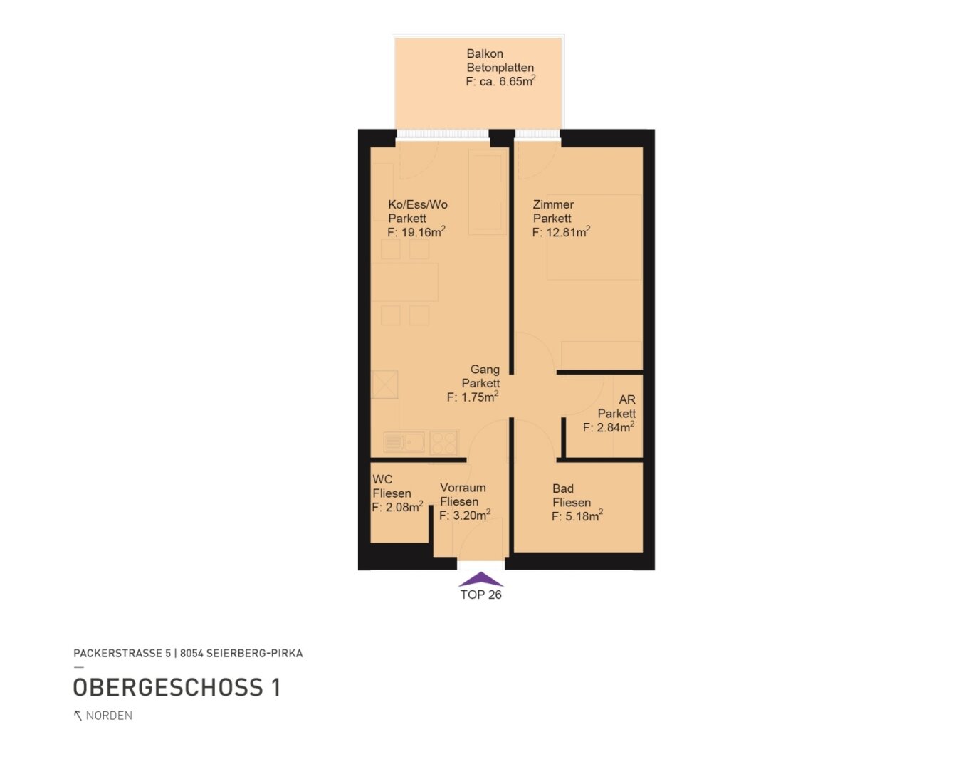 Wohnung zur Miete 448 € 2 Zimmer 47 m²<br/>Wohnfläche 2.<br/>Geschoss 01.03.2025<br/>Verfügbarkeit Packerstraße 5 Pirka 8054