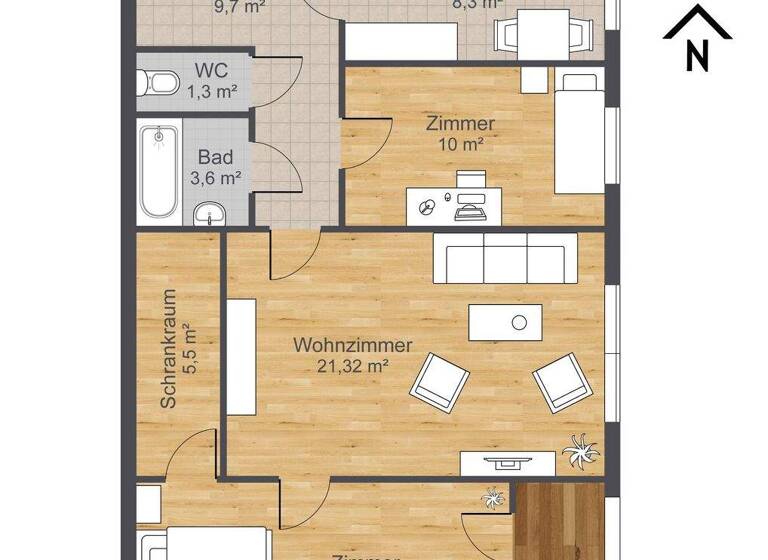 Wohnung zur Miete 1.188 € 3 Zimmer 83 m² 3. Geschoss Rotenmühlgasse 14 Wien 1120