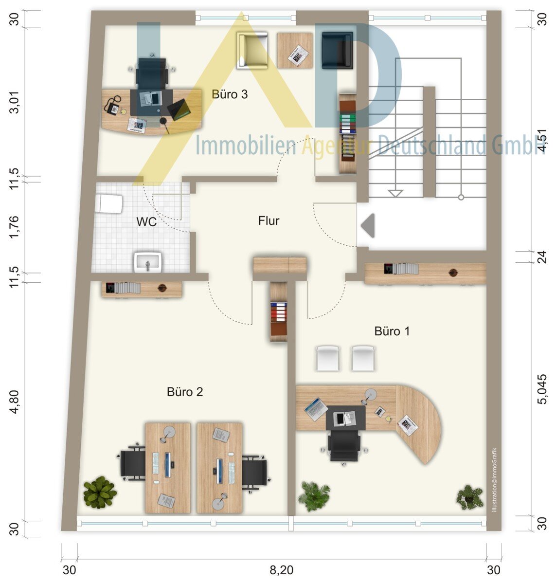 Bürofläche zur Miete 375 € 3 Zimmer 61 m²<br/>Bürofläche Altstadt Schweinfurt 97421